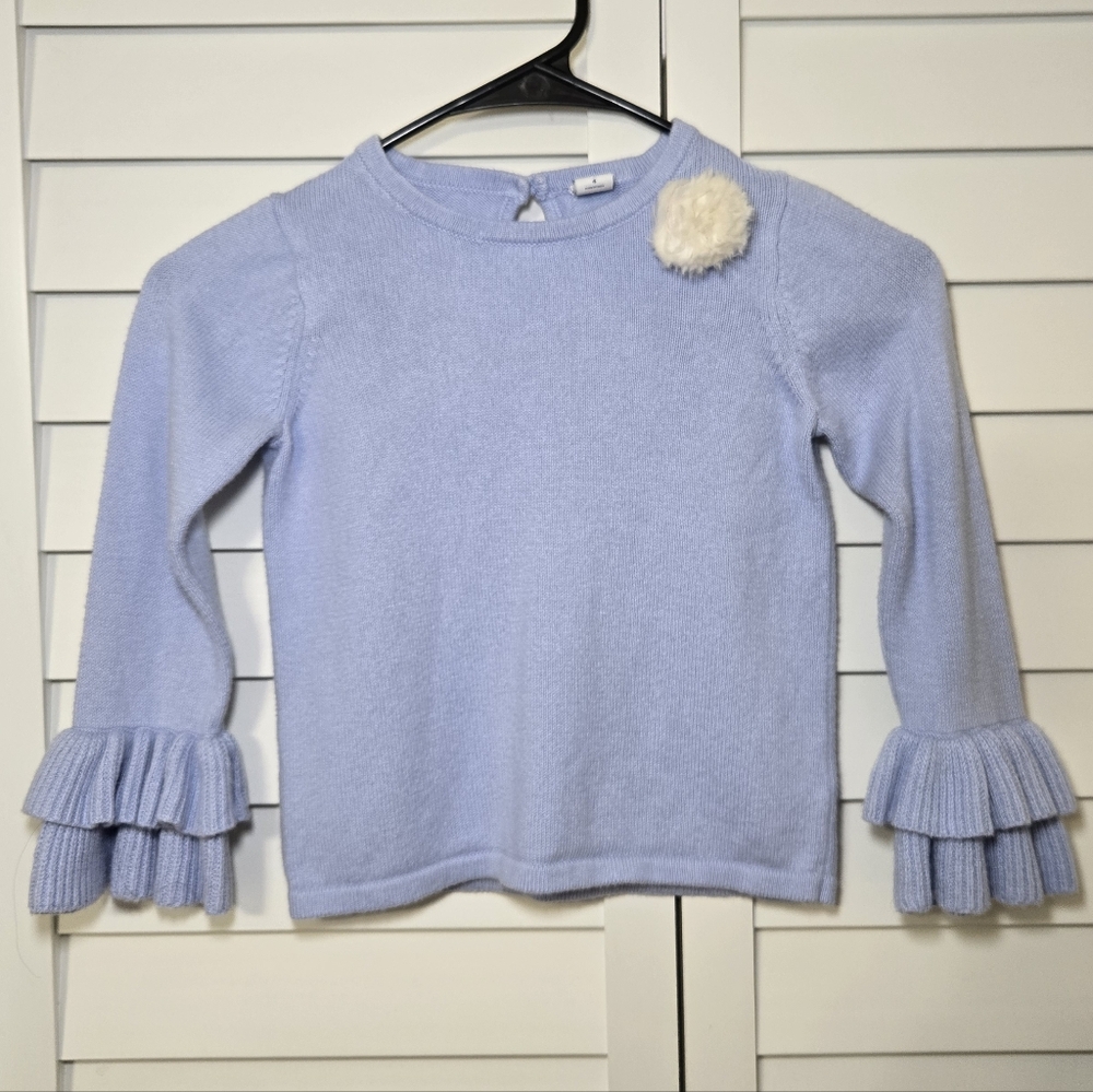 Janie and Jack Light Blue Ruffle Sleeve Sweater Size 4 - Picture 4 of 10